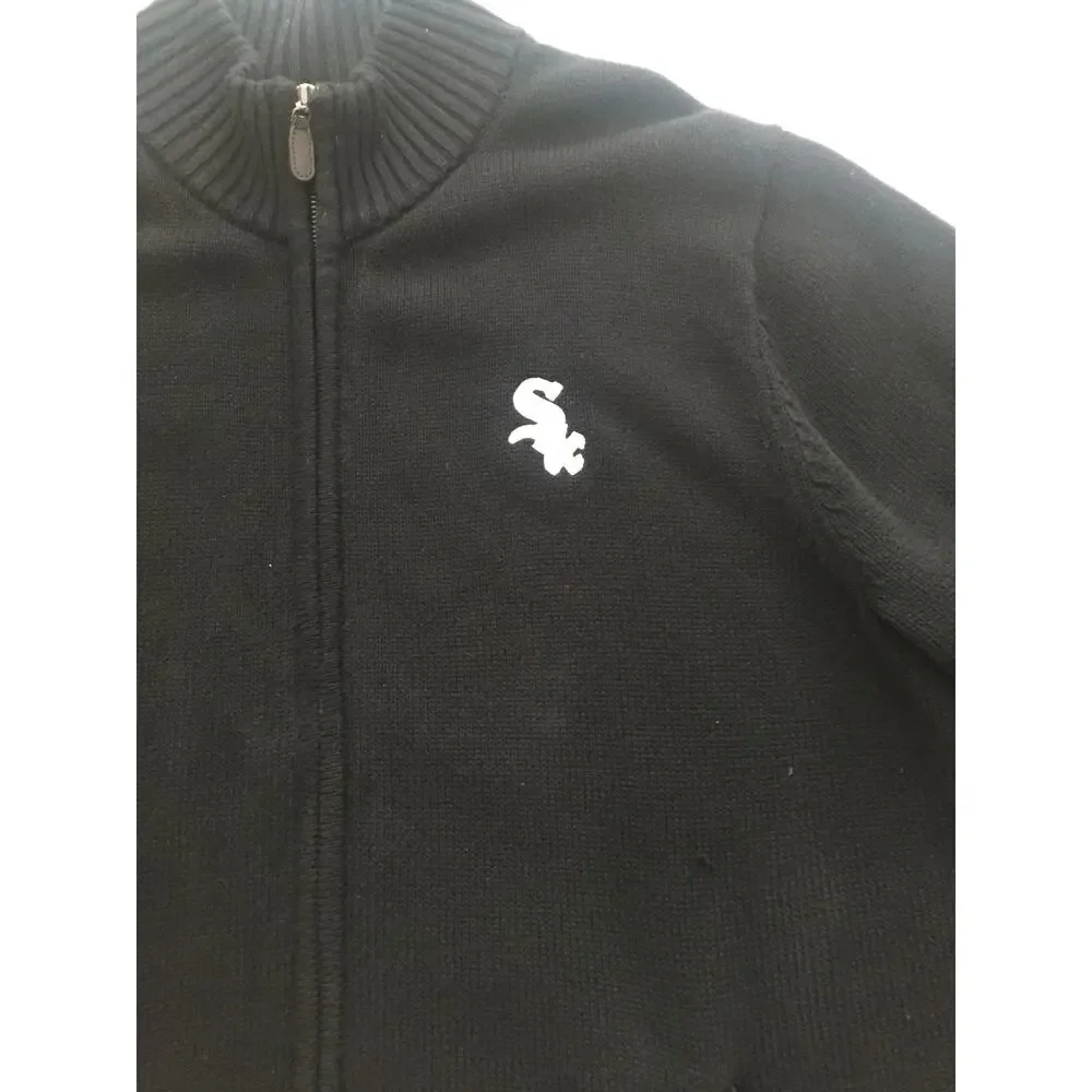 L.L.Bean Black‎ Chicago White Sox Full Zip Sweater Men's XL Regular Cotton